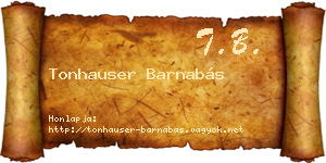 Tonhauser Barnabás névjegykártya